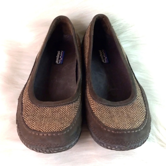 Patagonia Gumwood Wool Mary Jane Flat Wool Leather Blend Womens Size 6m Brown - Picture 2 of 8
